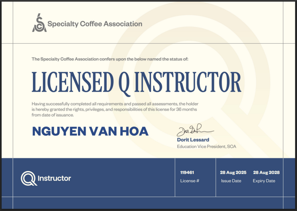 Chứng chỉ Licensed Q Instructor số 119461 của Nguyễn Văn Hòa