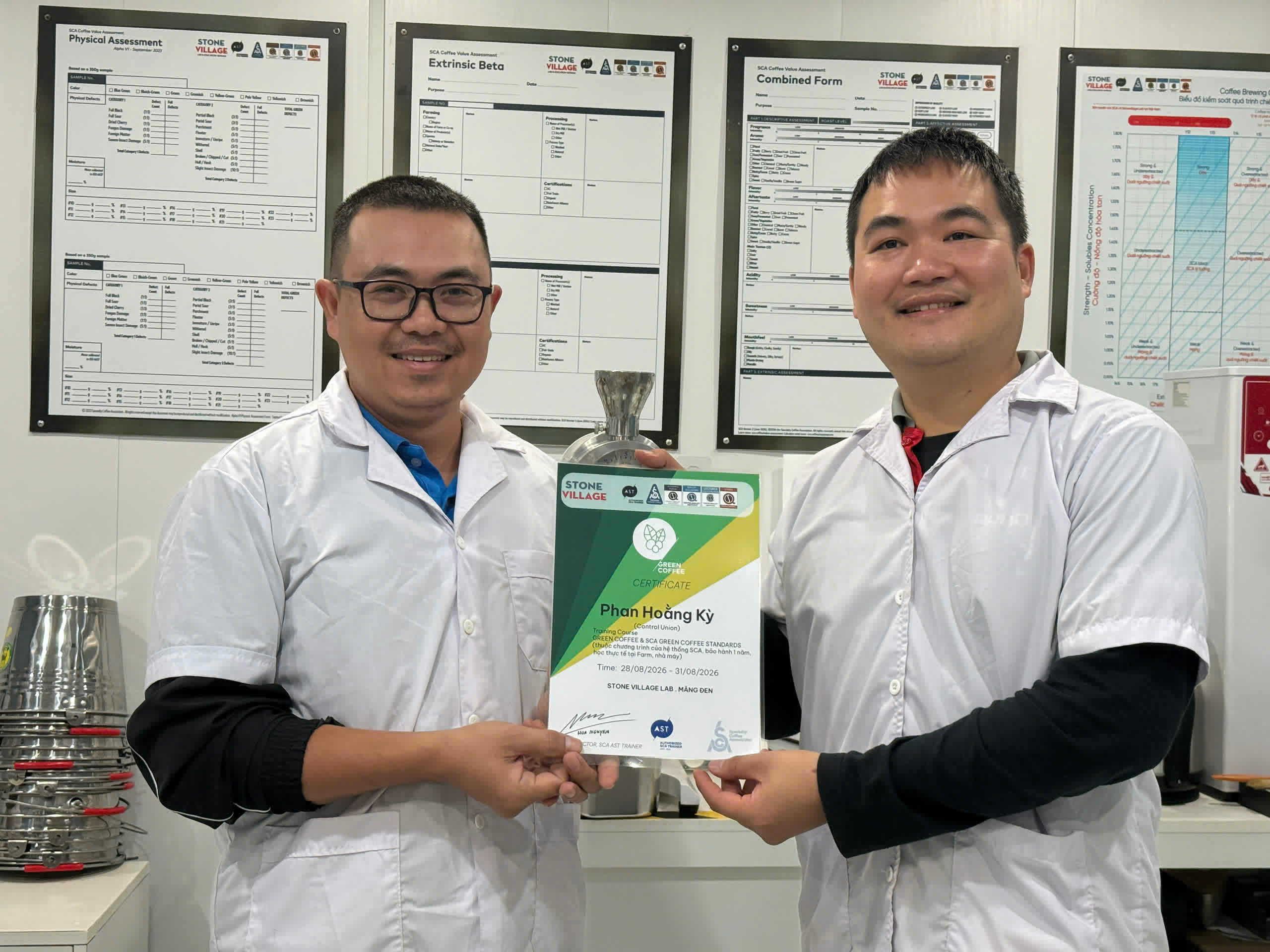 Chứng nhận hoàn thành khóa học Green Coffee của Stone Village Coffee Lab