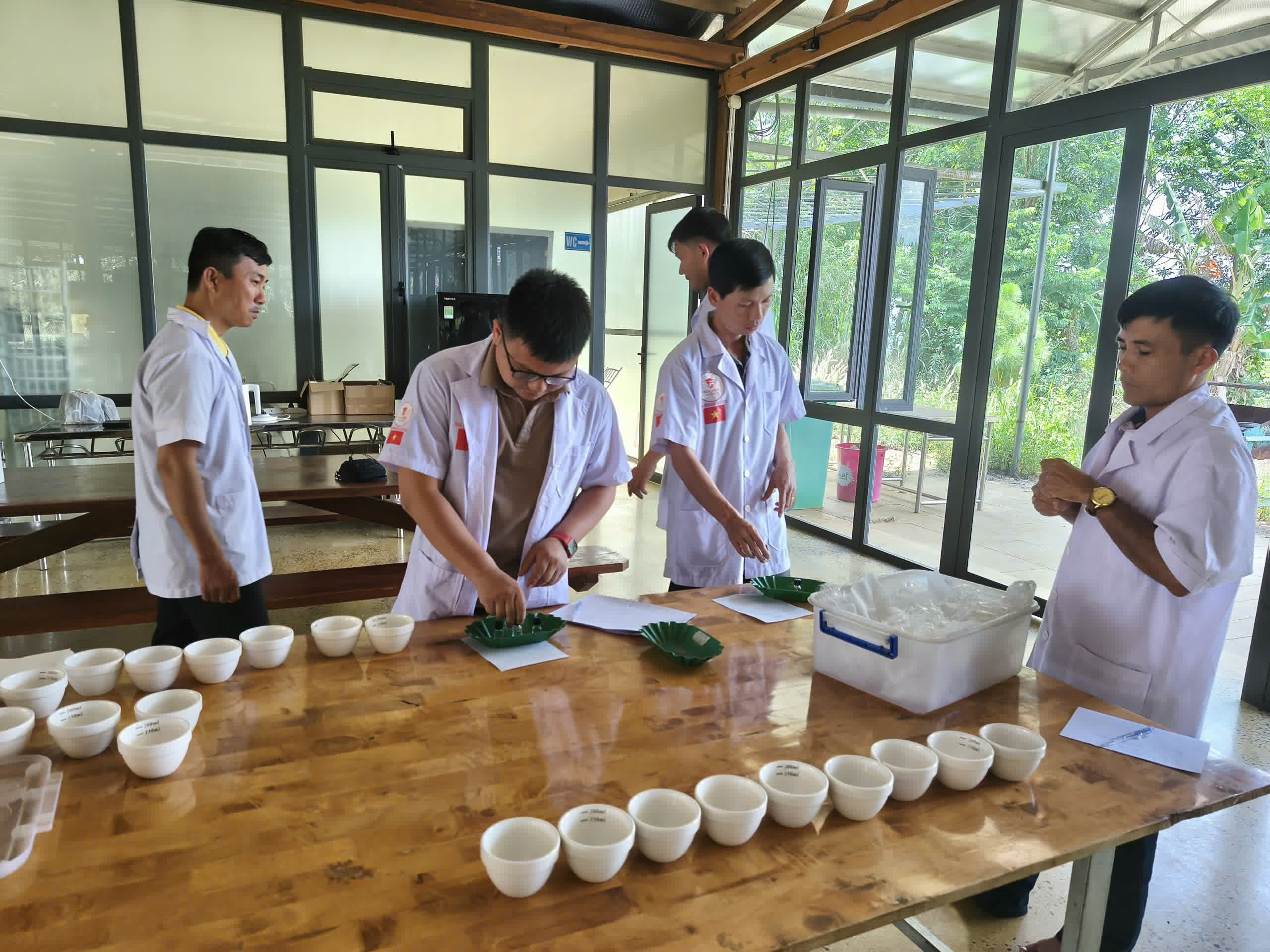 Chuẩn bị mẫu cho bài thực hành thử nếm tại Làng Hama