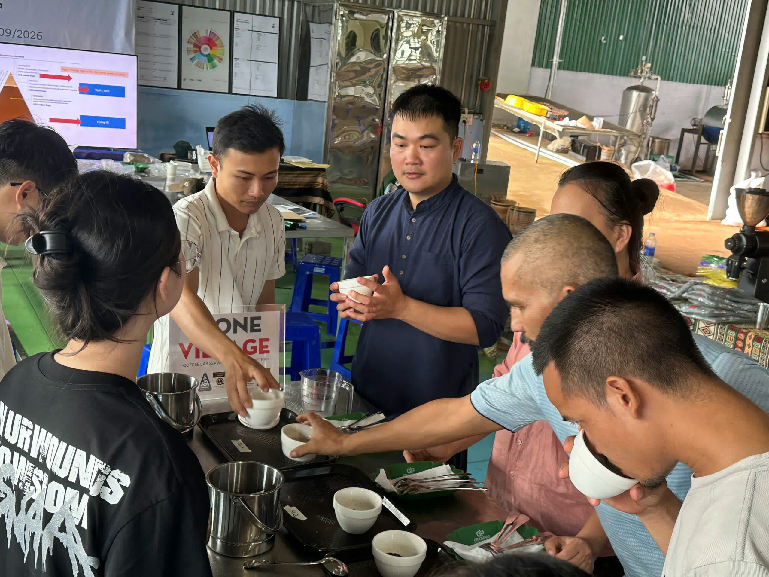 Ngày 5, thứ Ba 08/09/2026 của khóa Processing và SCA Green Coffee tại HTX Nam Yang, Gia Lai