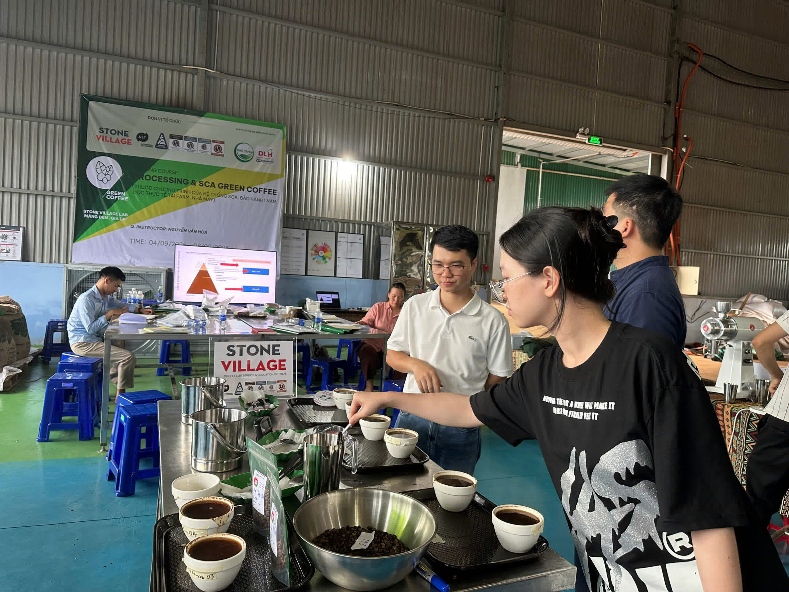 Ngày 5, thứ Ba 08/09/2026 của khóa Processing và SCA Green Coffee tại HTX Nam Yang, Gia Lai