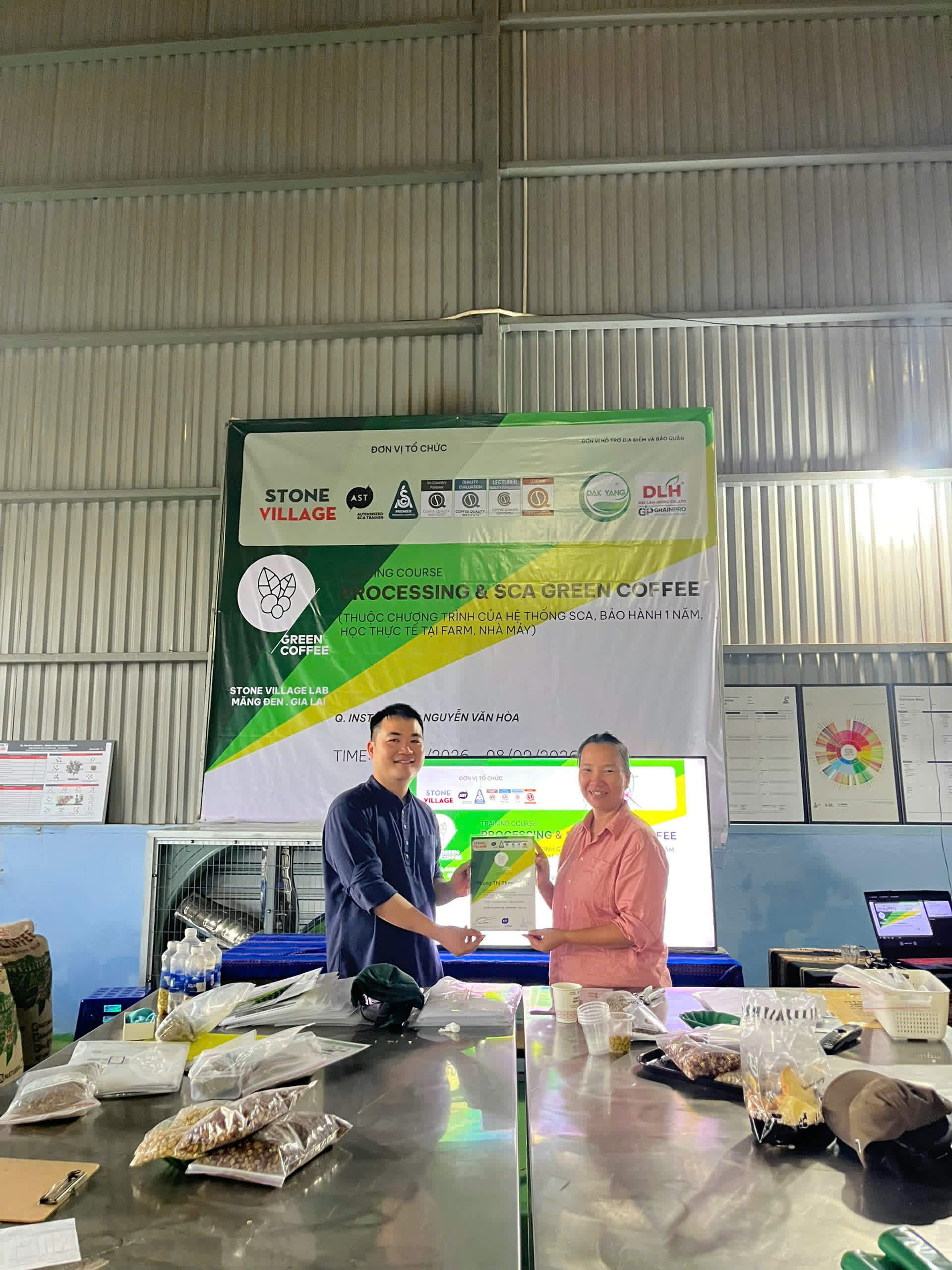 Ngày 5, thứ Ba 08/09/2026 của khóa Processing và SCA Green Coffee tại HTX Nam Yang, Gia Lai