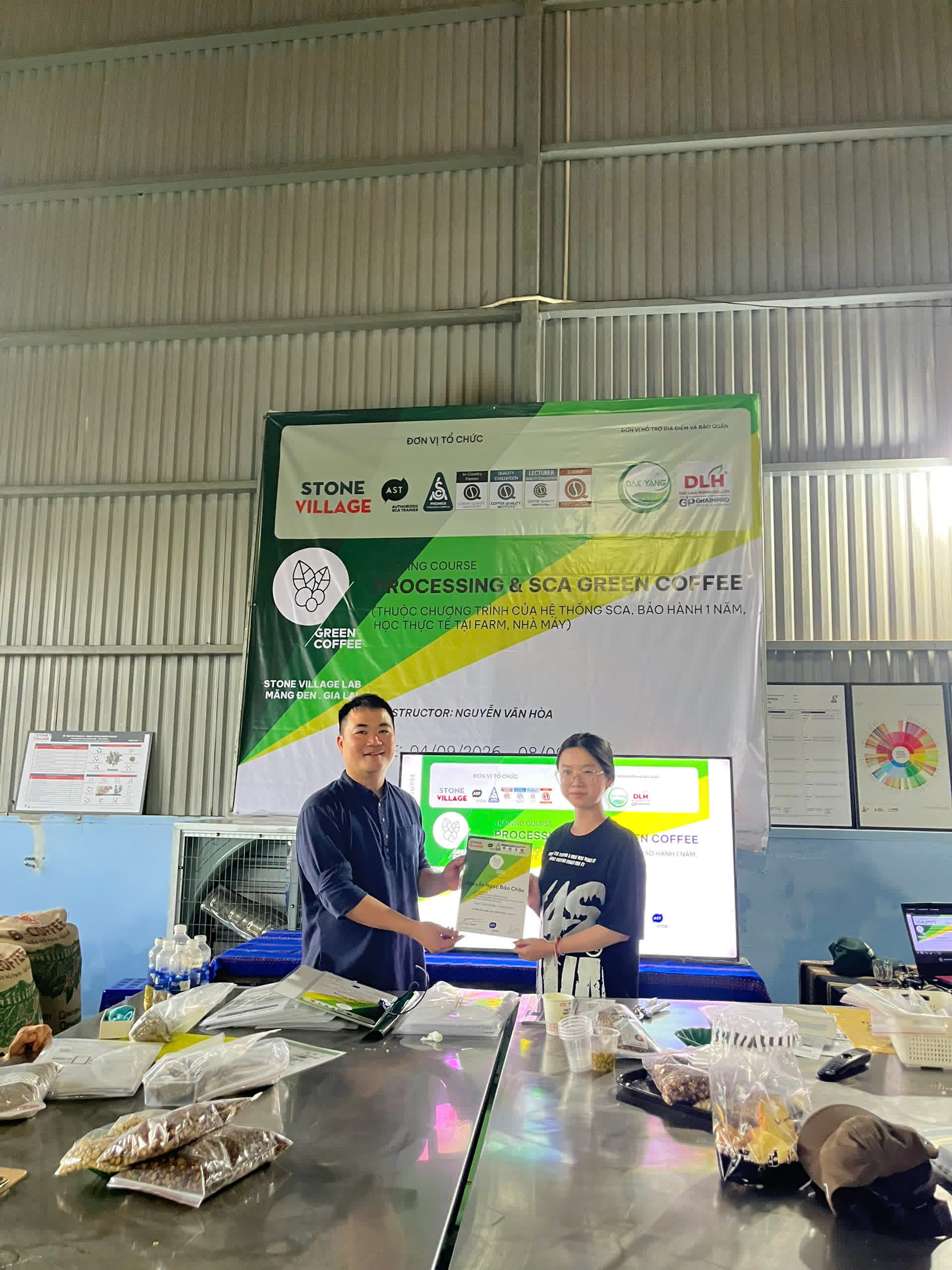 Ngày 5, thứ Ba 08/09/2026 của khóa Processing và SCA Green Coffee tại HTX Nam Yang, Gia Lai