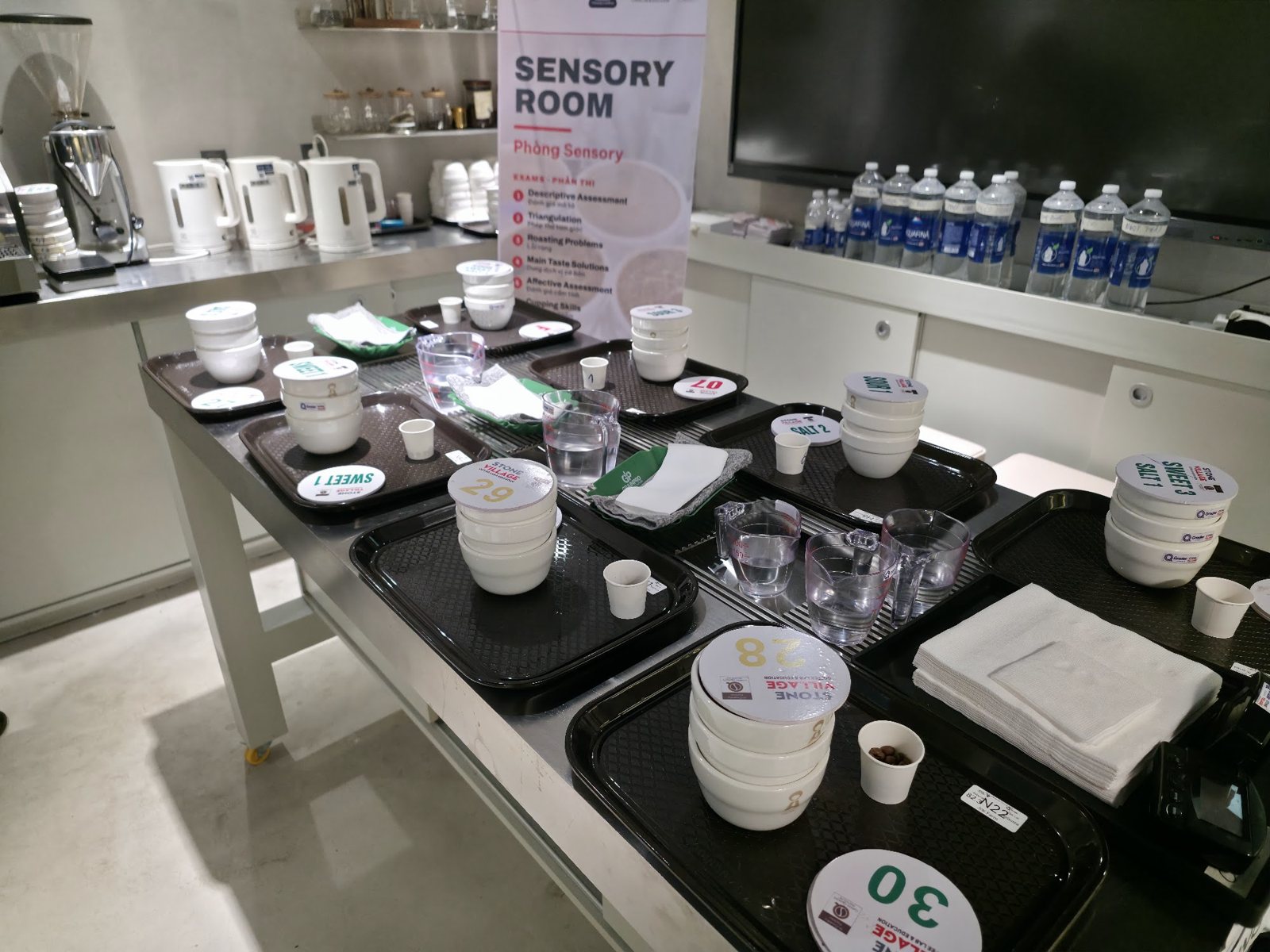 Bàn cupping trong phòng Sensory Room ngày 4